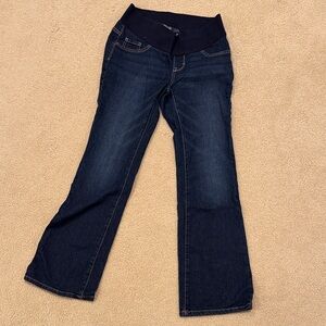 Indigo Blue Dark Blue Wide-Leg Maternity Jeans with Elastic Waistband